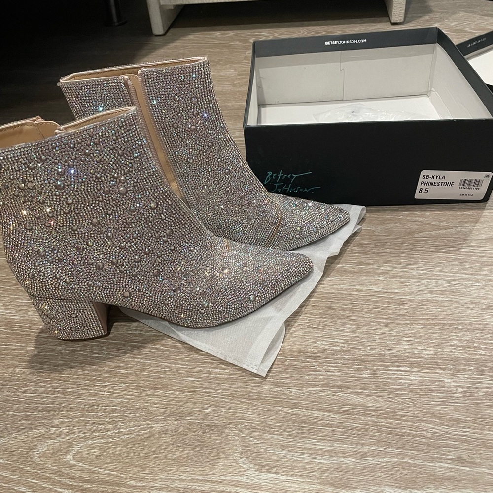Betsy Johnson Rhinestone Ankle Boots